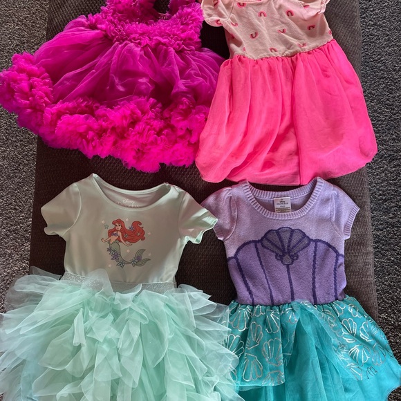 Disney Princess Tutu Dress Bundle 2T & 12-24m Ruffle Butts 🩷💜💚🩵 4 pieces - Picture 1 of 6
